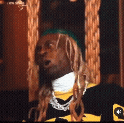 Man Long Blonde Hair Yellow Black Shirt Green Hat GIF