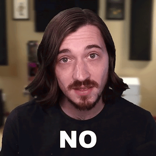 Man Long Hair Beard Black Shirt Says No GIF