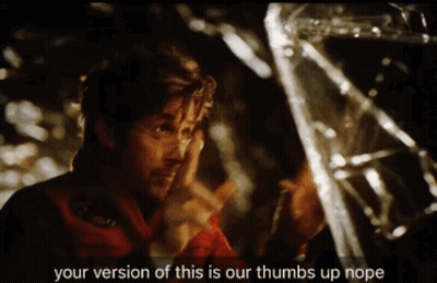 Man Looking At Broken Glass Saying Your Version Of This Is Our Thumbs Up Nope GIF