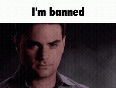 Man Looking at Camera Saying I'm Banned