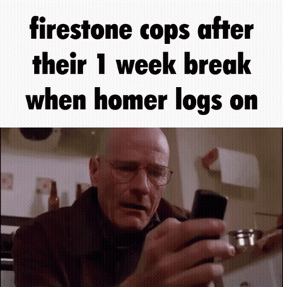 Man Looking At Cell Phone Firestone Cops After 1 Week Break Homer Logs On GIF