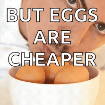 Man Looking At Cheaper Eggs GIF