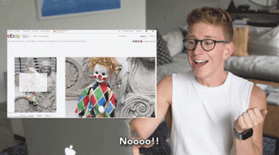 Man Looking At Clown On EBay GIF
