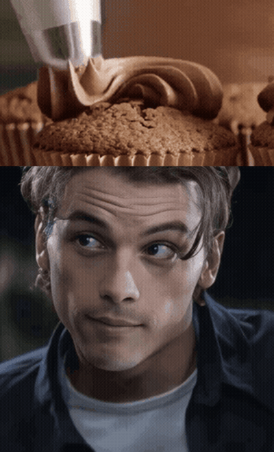 Man Looking At Cupcake GIF