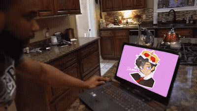 Man Looking At Laptop With Boy Picture GIF