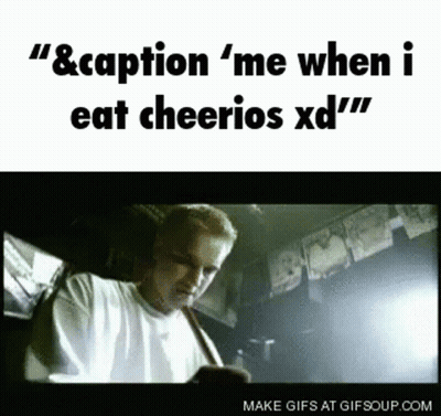 Man Looking At Phone Me When I Eat Cheerios XD GIF