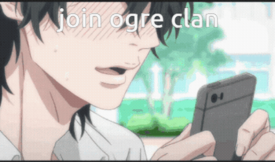 Man Looking At Phone Saying Join Ogre Clan GIF