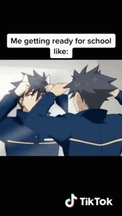Man Looking At Reflection In Mirror Getting Ready For School GIF