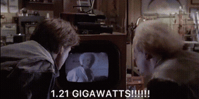 Man Looking At TV Saying 1.21 Gigawatts GIF