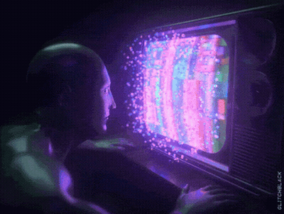 Man Looking At TV Screen Glitchblack.com GIF