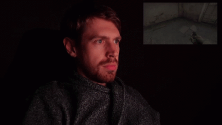 Man Looking Away After Flashbang GIF