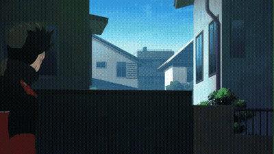 Man Looking Out Window At Cityscape GIF