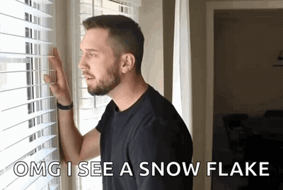 Man Looking Out Window Omg I See Snowflake GIF