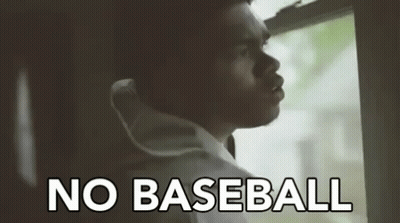 Man Looking Out Window Saying No Baseball GIF