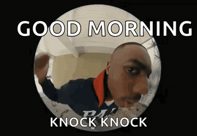 Man Looking Through Door With Good Morning Knock Knock GIF