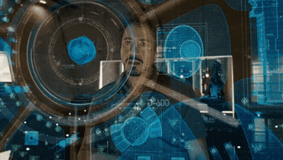 Man Looking Through Futuristic Screen 3000 GIF