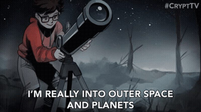 Man Looking Through Telescope I'm Really Into Outer Space And Planets GIF