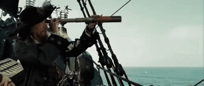 Man Looking Through Telescope On Ship Deck GIF
