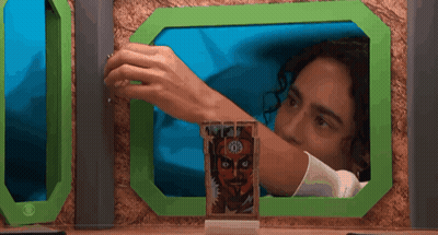 Man Looking Through Window At Tarot Card GIF