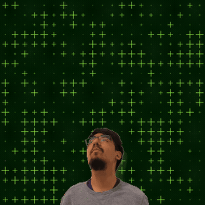 Man Looking Up At Number Eight On Green Background GIF