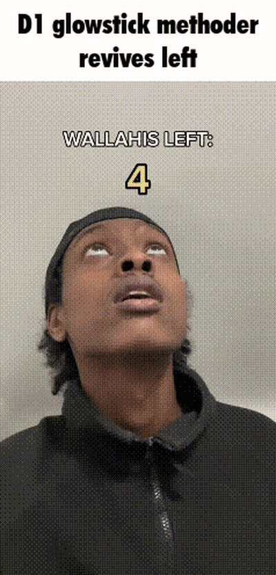 Man Looking Up With D1 Glowstick Methoder Revives Left Wallahi Left 4 GIF