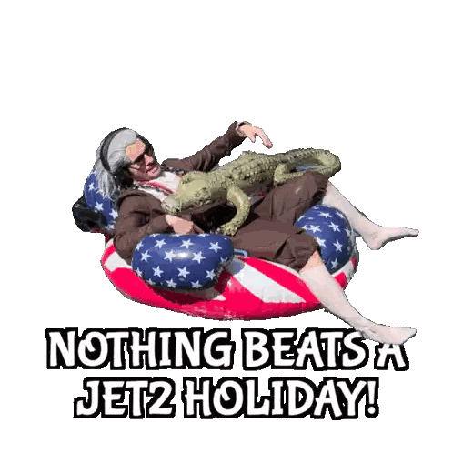 Man Lying On American Flag Float Sticker