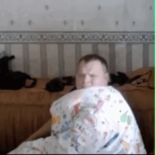Man Lying On Bed With Pillow On Head GIF