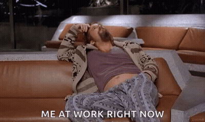Man Lying On Couch Saying Me At Work GIF