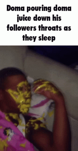 Man Lying On Couch With Yellow Liquid Face GIF