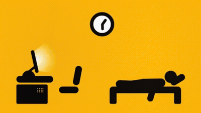 Man Lying On Desk With Clock Behind GIF
