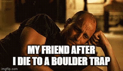 Man Lying On Floor My Friend After I Die To A Boulder Trap GIF