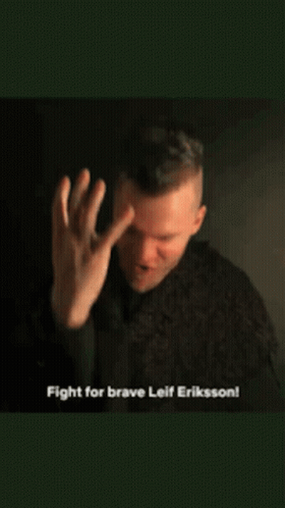 Man Making Face Saying Fight For Brave Leif Eriksson GIF