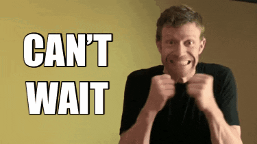 Man Making Funny Face In Front Of Cant Wait Sign GIF