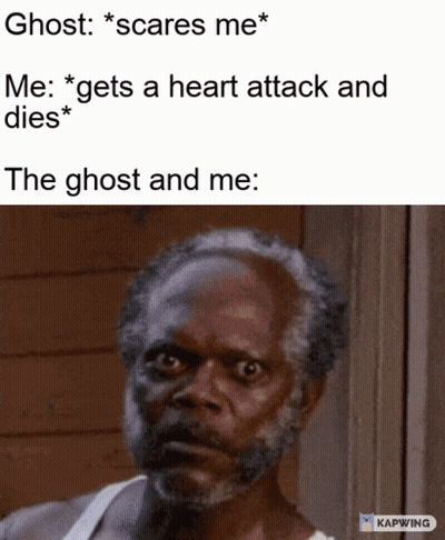 Man Making Funny Face Saying Ghost Scares Me GIF