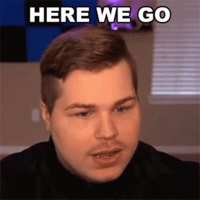 Man Making Funny Face Saying Here We Go GIF