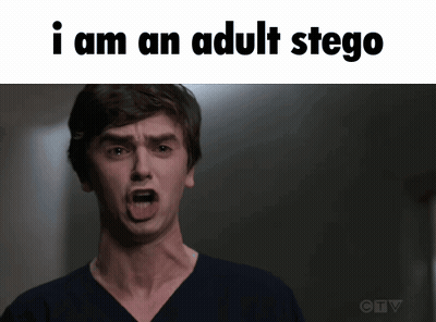 Man Making Funny Face Saying I Am An Adult Stego GIF