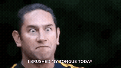 Man Making Funny Face Saying I Brushed My Tongue Today GIF
