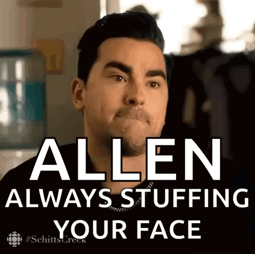 Man Making Funny Face Says Allen Always Stuffing Your Face GIF