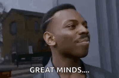 Man Making Funny Face Smiling Great Minds Think Alike GIF