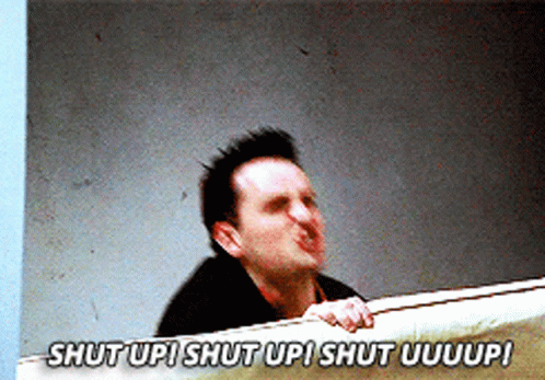 Man Making Funny Face With Words Shut Up Shut Up Shut Uuuup GIF