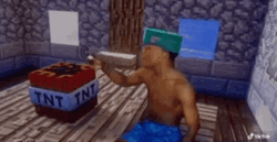 Man Making Minecraft Firecracker GIF