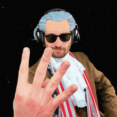 Man Making Peace Sign In Headphones And Sunglasses GIF