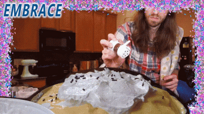 Man Making Pie With Embrace GIF