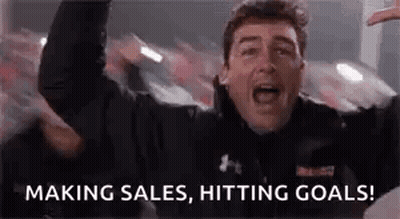 Man Making Sales Hitting Goals Hands In Air GIF