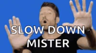 Man Making Stop Sign Saying Slow Down Mister GIF