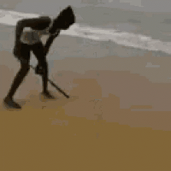 Man Mapping On The Shore Funny Beach GIF