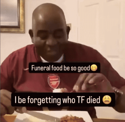 Man Maroon Shirt Funeral Food Be So Good GIF