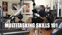 Man Multitasking While Working Out GIF