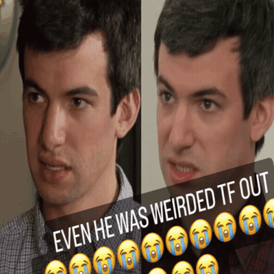 Man Next To Caption Even He Was Weirded TF Out GIF