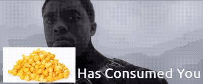Man Next To Corn Pile Saying Has Consumed You GIF
